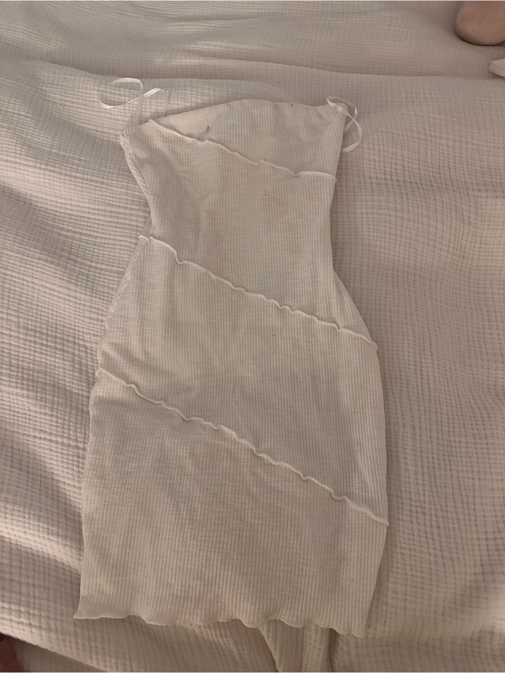 Princess Polly White Ribbed Bodycon Slip Dress XS